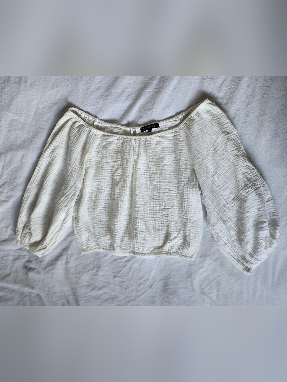 Cotton Candy White Off-Shoulder Gauze Top